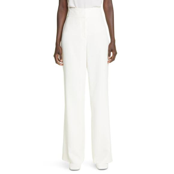 Lafayette 148 New York Dalton Stretch Silk Wide Leg Trousers Pants Size 12 NWT